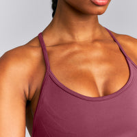 EnhanceLift™ Seamless Strappy Racer Vest with Built in Bra | Burnt Maroon Red