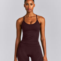EnhanceLift™ Seamless Strappy Racer Vest with Built in Bra | Plum Brown