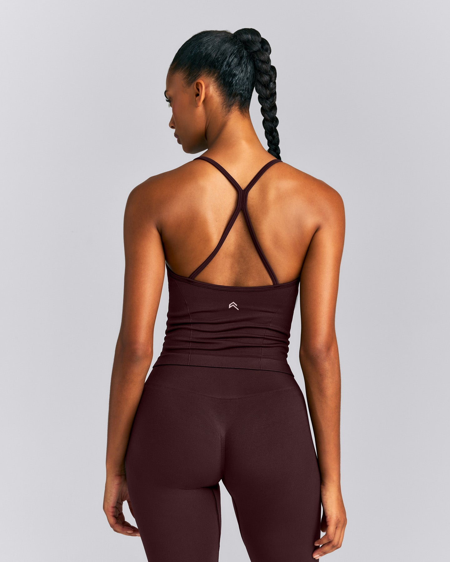 EnhanceLift™ Seamless Strappy Racer Vest with Built in Bra New Branding | Plum Brown