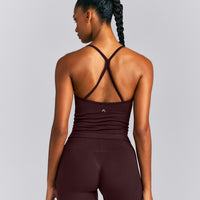 EnhanceLift™ Seamless Strappy Racer Vest with Built in Bra | Plum Brown