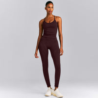 EnhanceLift™ Seamless Strappy Racer Vest with Built in Bra | Plum Brown