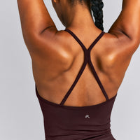 EnhanceLift™ Seamless Strappy Racer Vest with Built in Bra | Plum Brown