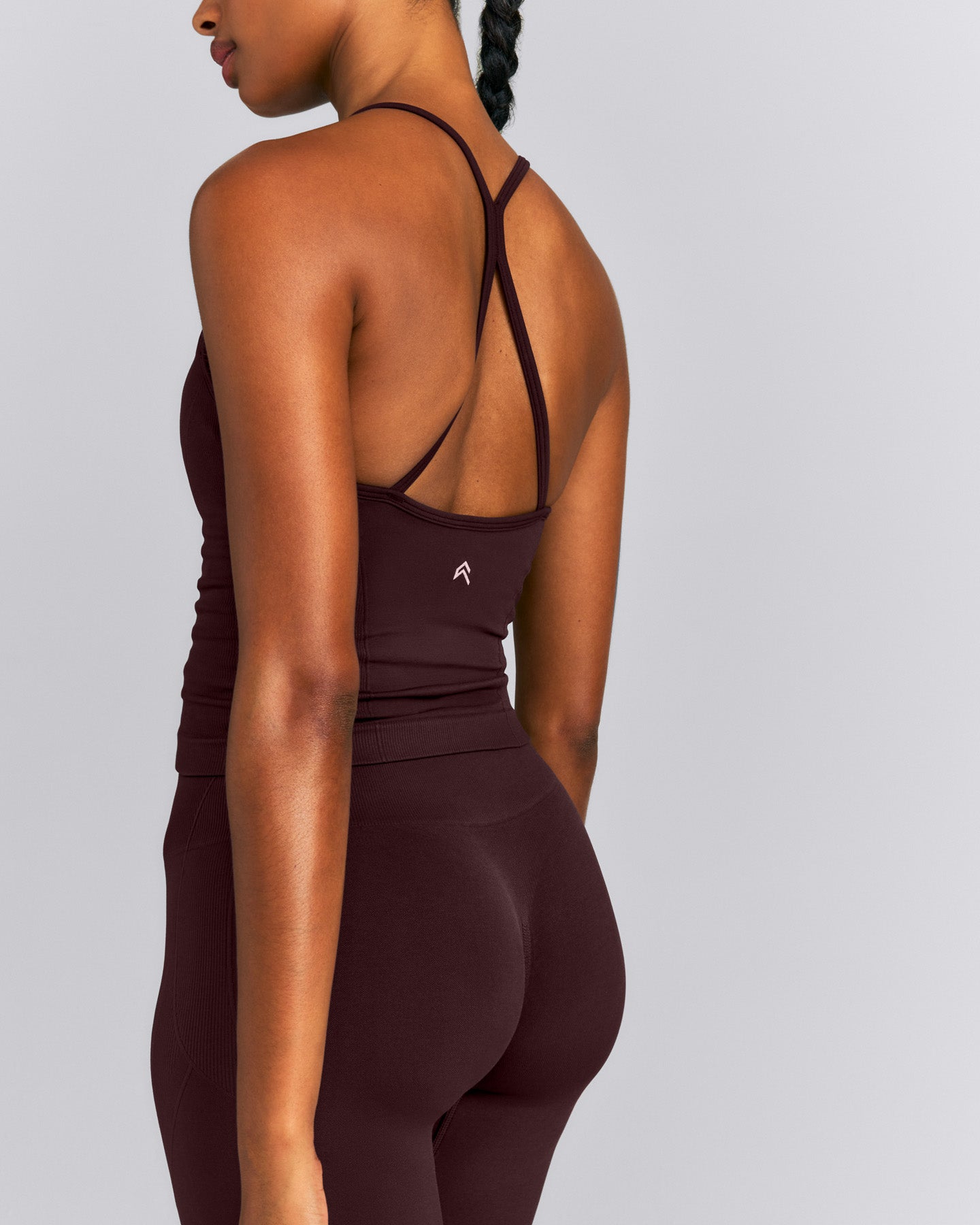EnhanceLift™ Seamless Strappy Racer Vest with Built in Bra New Branding | Plum Brown