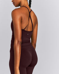 EnhanceLift™ Seamless Strappy Racer Vest with Built in Bra | Plum Brown