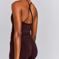 EnhanceLift™ Seamless Strappy Racer Vest with Built in Bra | Plum Brown