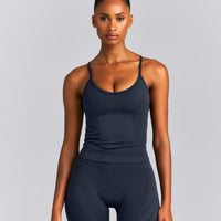 EnhanceLift™ Seamless Strappy Racer Vest with Built in Bra New Branding | True Blue