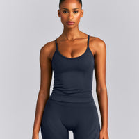 EnhanceLift™ Seamless Strappy Racer Vest with Built in Bra | True Blue
