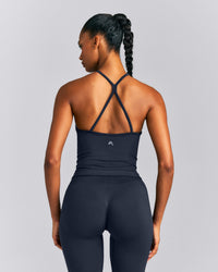 EnhanceLift™ Seamless Strappy Racer Vest with Built in Bra New Branding | True Blue