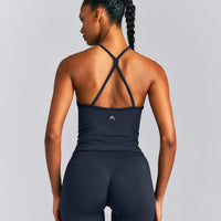 EnhanceLift™ Seamless Strappy Racer Vest with Built in Bra New Branding | True Blue