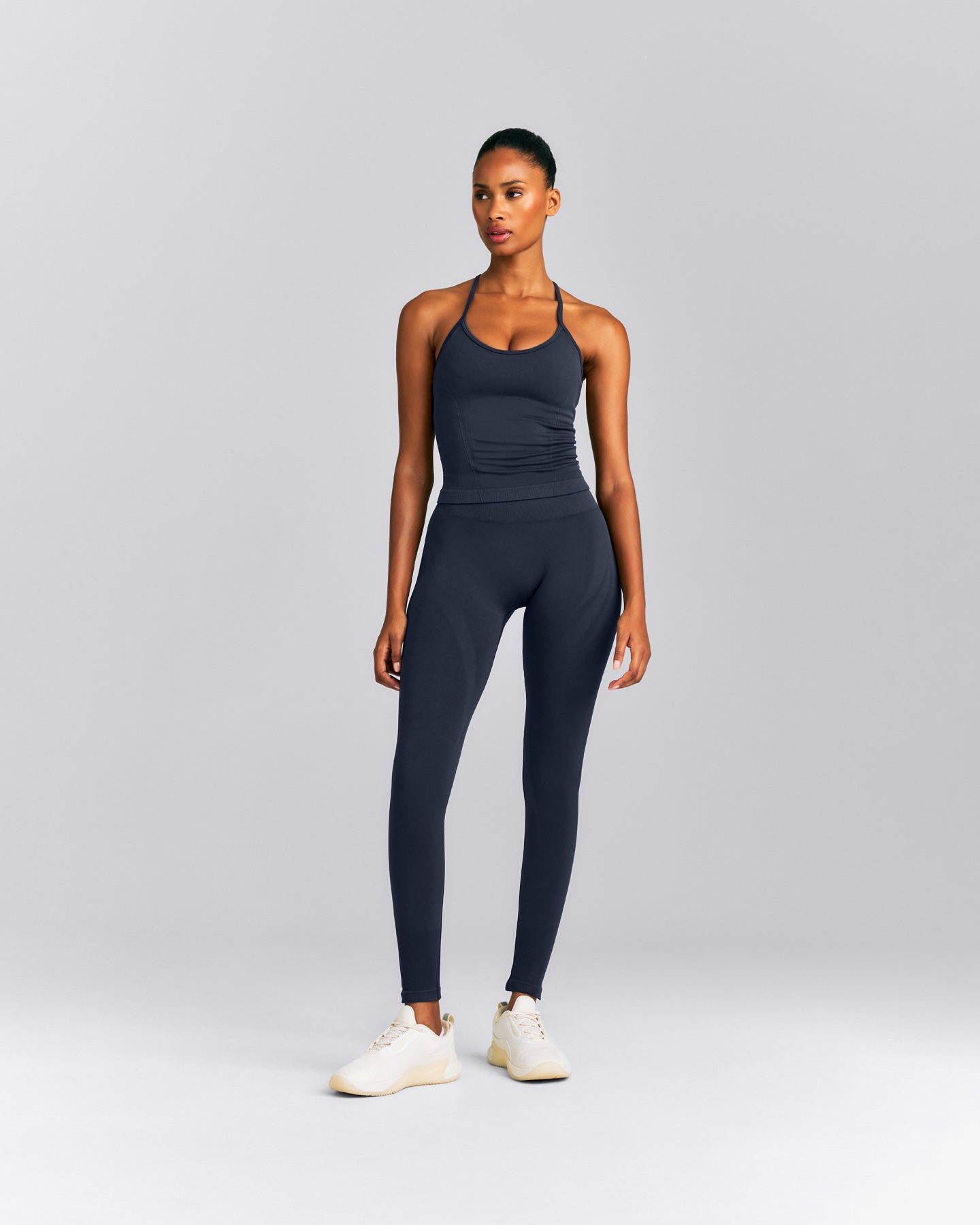 EnhanceLift™ Seamless Strappy Racer Vest with Built in Bra New Branding | True Blue