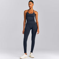EnhanceLift™ Seamless Strappy Racer Vest with Built in Bra New Branding | True Blue