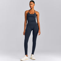 EnhanceLift™ Seamless Strappy Racer Vest with Built in Bra | True Blue