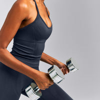 EnhanceLift™ Seamless Strappy Racer Vest with Built in Bra New Branding | True Blue