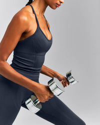 EnhanceLift™ Seamless Strappy Racer Vest with Built in Bra | True Blue