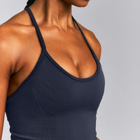 EnhanceLift™ Seamless Strappy Racer Vest with Built in Bra New Branding | True Blue