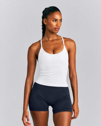 EnhanceLift™ Seamless Strappy Racer Vest with Built in Bra New Branding | White