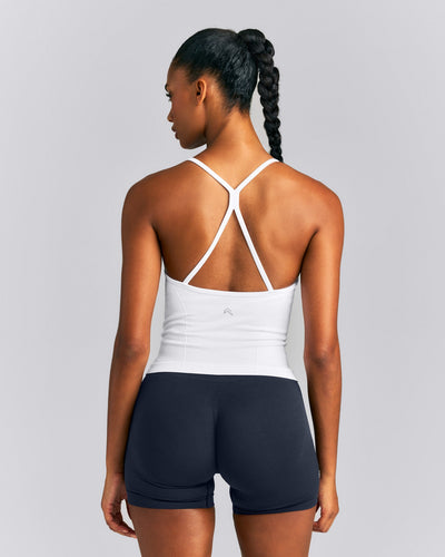 EnhanceLift™ Seamless Strappy Racer Vest with Built in Bra New Branding | White