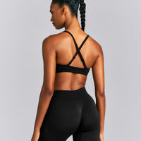 EnhanceLift™ Seamless Strappy Sports Bra | Black