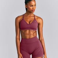 EnhanceLift™ Seamless Strappy Sports Bra | Burnt Maroon Red