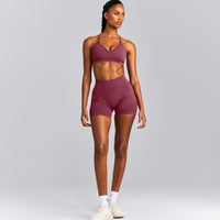 EnhanceLift™ Seamless Strappy Sports Bra | Burnt Maroon Red