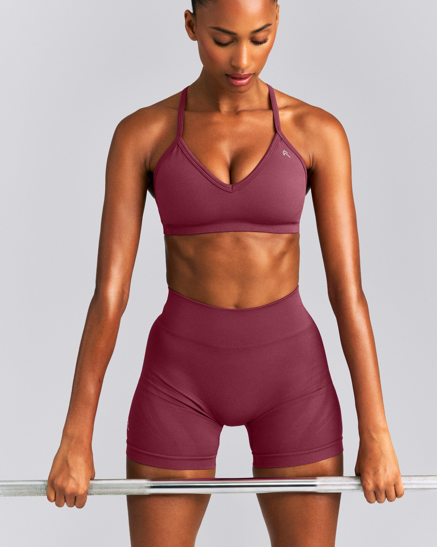 EnhanceLift™ Seamless Strappy Sports Bra | Burnt Maroon Red
