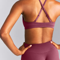 EnhanceLift™ Seamless Strappy Sports Bra | Burnt Maroon Red