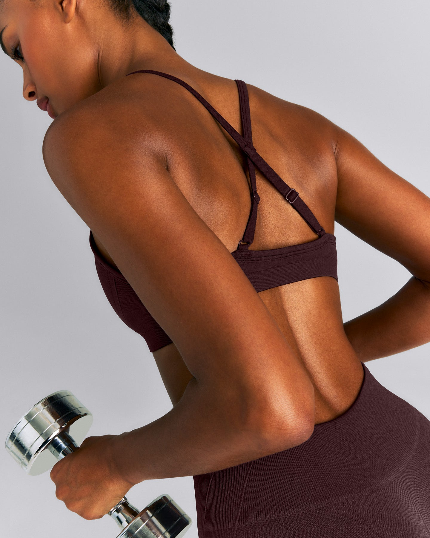 EnhanceLift™ Seamless Strappy Sports Bra | Plum Brown