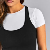 Fitted Cotton Racer Tank | Black