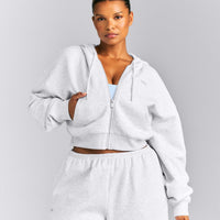 Foundations All Season Cropped Zip Up Hoodie New Branding | Grey Marl