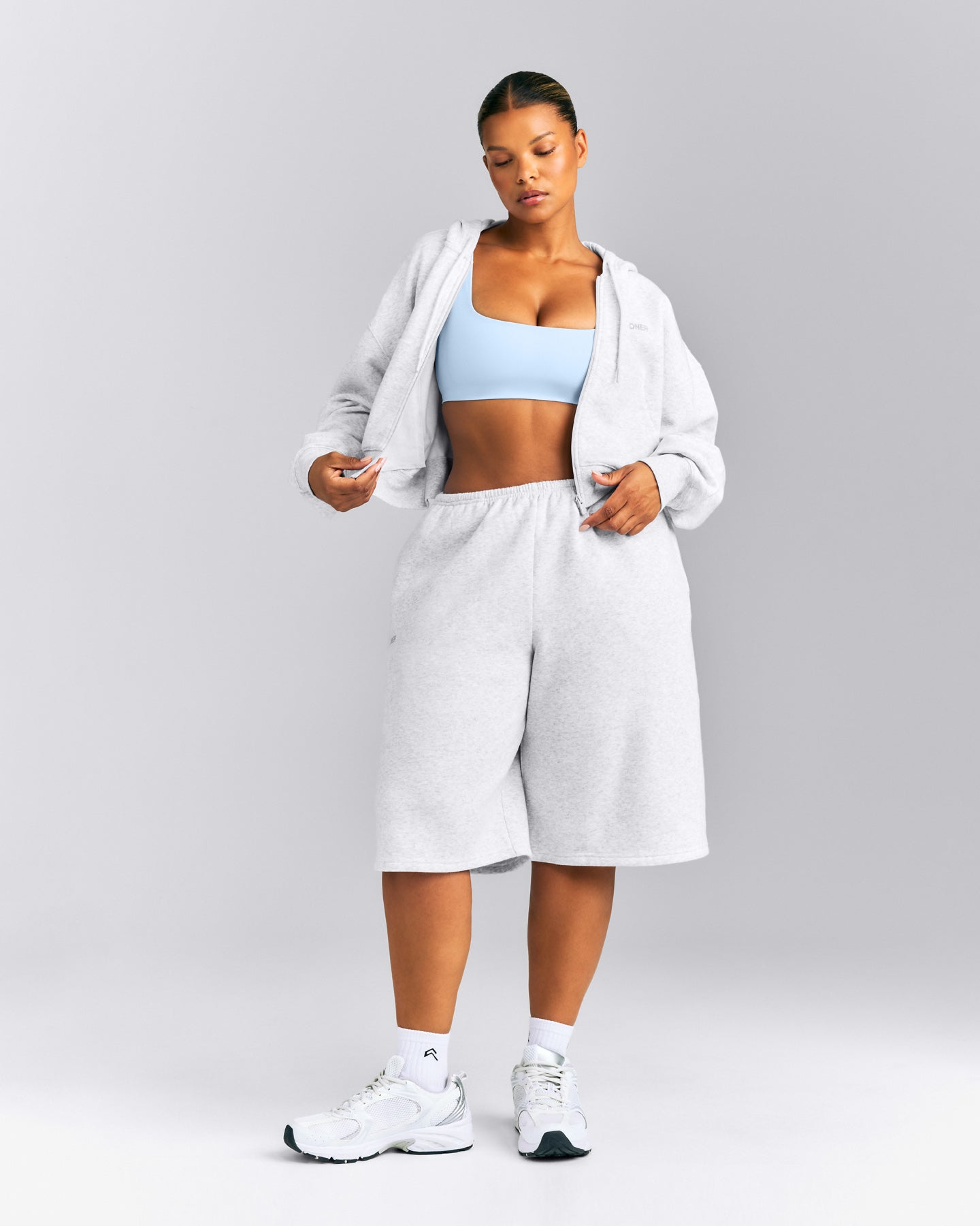 Foundations All Season Cropped Zip Up Hoodie New Branding | Grey Marl