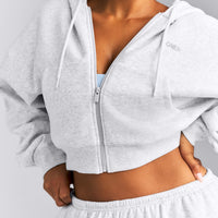 Foundations All Season Cropped Zip Up Hoodie New Branding | Grey Marl