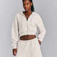 Foundations All Season Cropped Zip Up Hoodie New Branding | Oat Marl