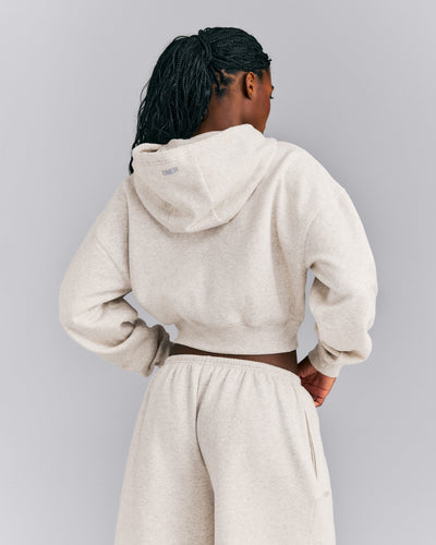 Foundations All Season Cropped Zip Up Hoodie New Branding | Oat Marl