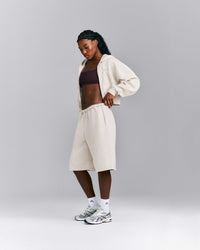 Foundations All Season Cropped Zip Up Hoodie New Branding | Oat Marl