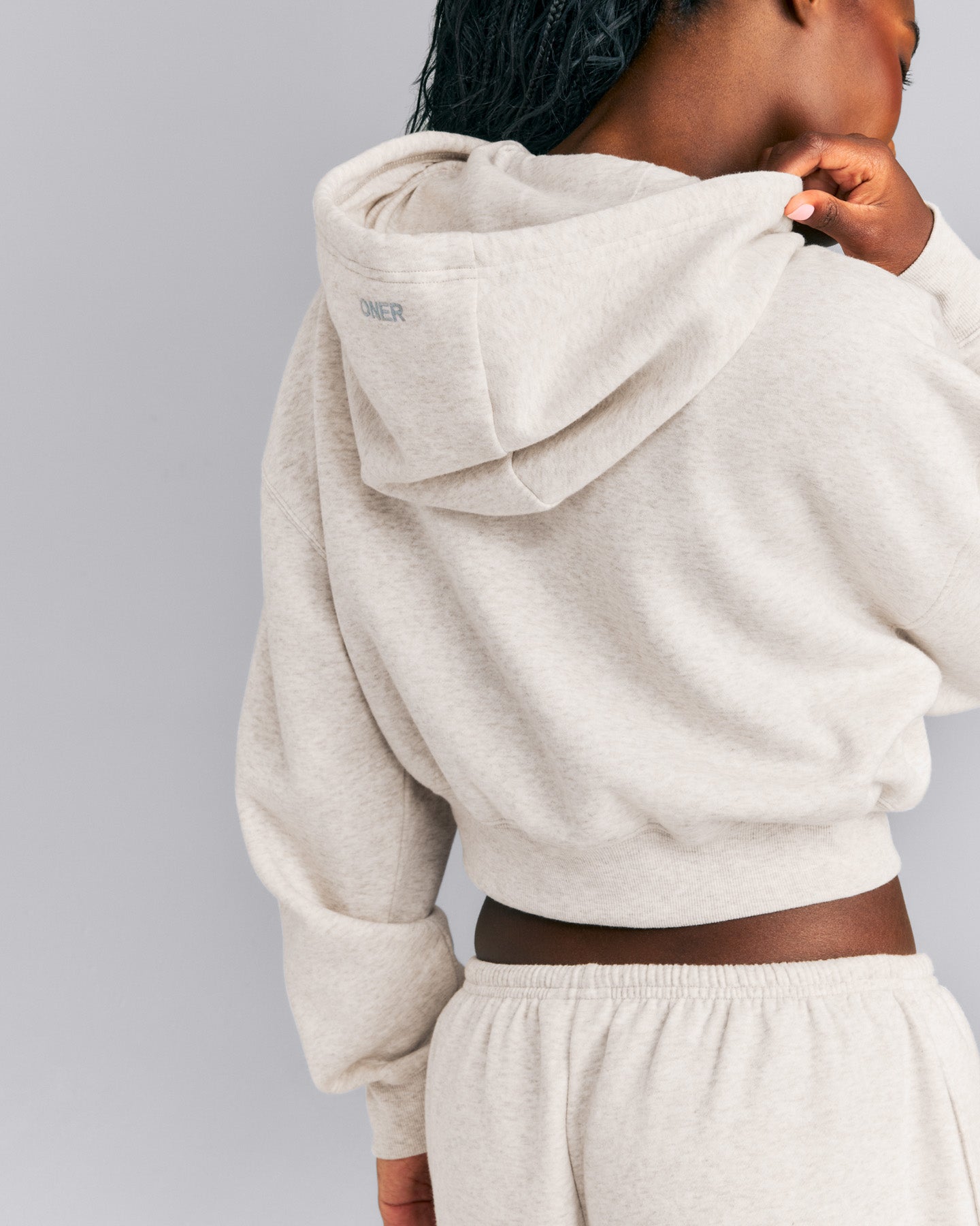 Foundations All Season Cropped Zip Up Hoodie New Branding | Oat Marl