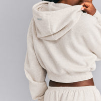 Foundations All Season Cropped Zip Up Hoodie New Branding | Oat Marl