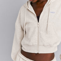Foundations All Season Cropped Zip Up Hoodie New Branding | Oat Marl