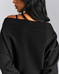 Foundations All Season Crossover Boat Neck Sweatshirt New Branding | Black