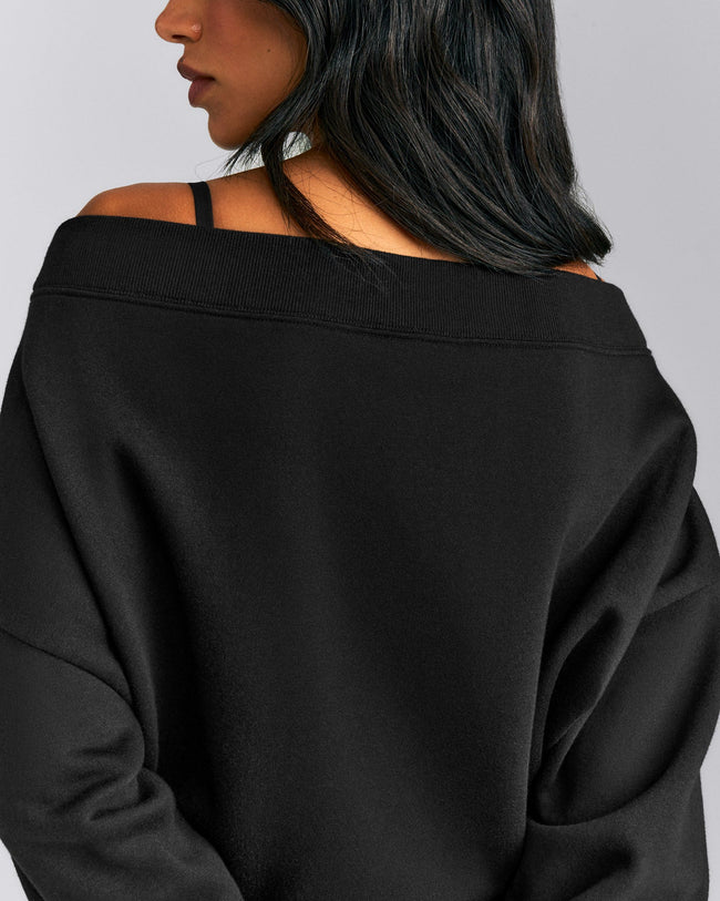Foundations All Season Crossover Boat Neck Sweatshirt New Branding | Black