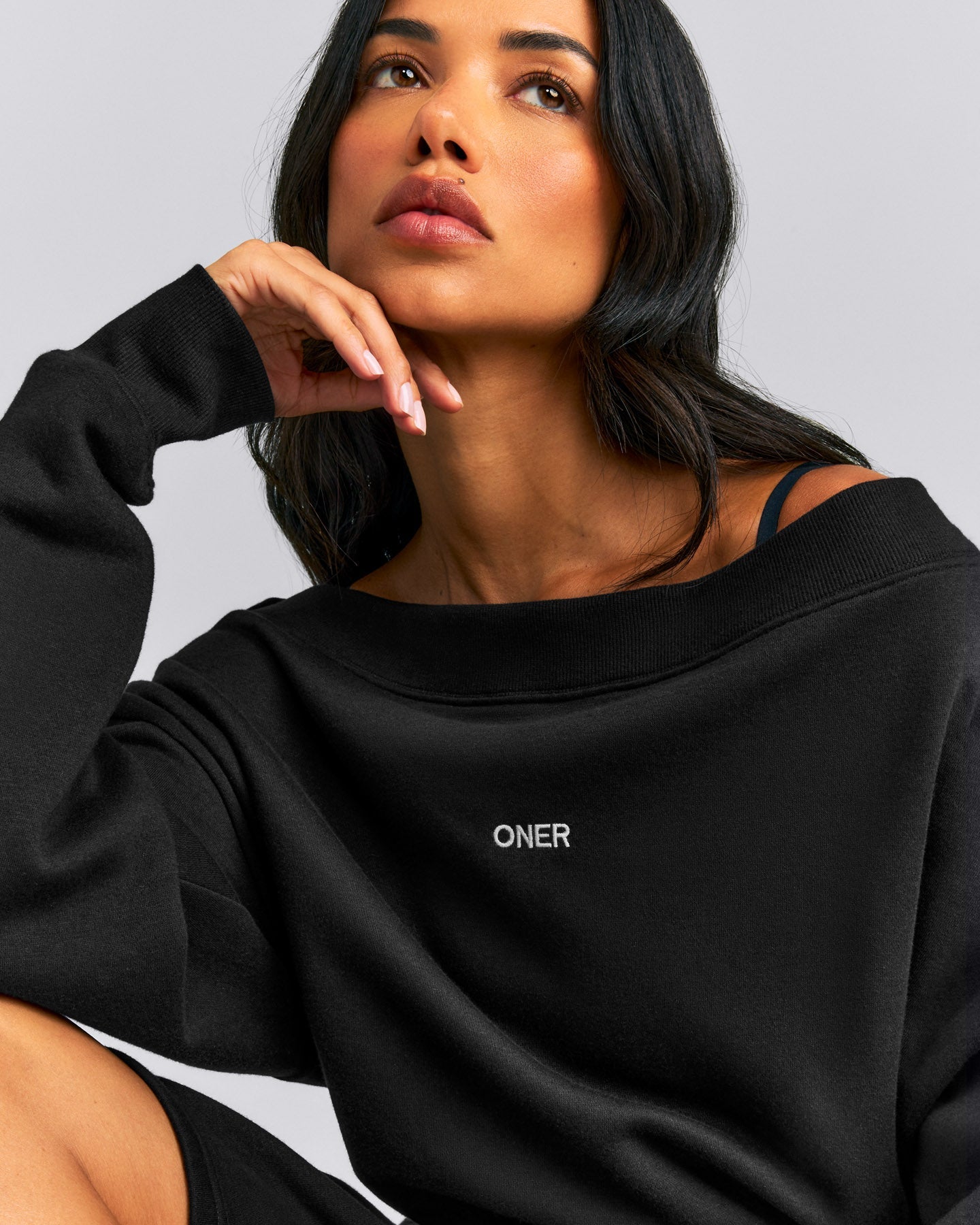 Foundations All Season Crossover Boat Neck Sweatshirt New Branding | Black
