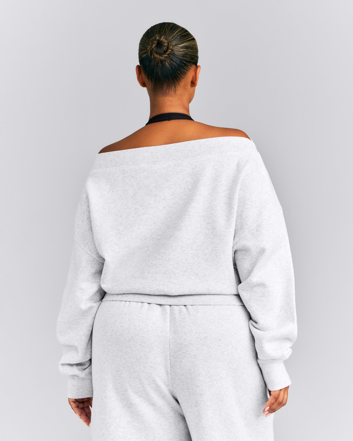 Foundations All Season Crossover Boat Neck Sweatshirt | Grey Marl