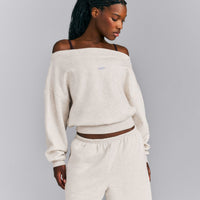 Foundations All Season Crossover Boat Neck Sweatshirt New Branding | Oat Marl