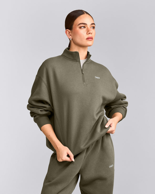 Foundations Cosy 1/4 Zip Sweatshirt | Alpine Green