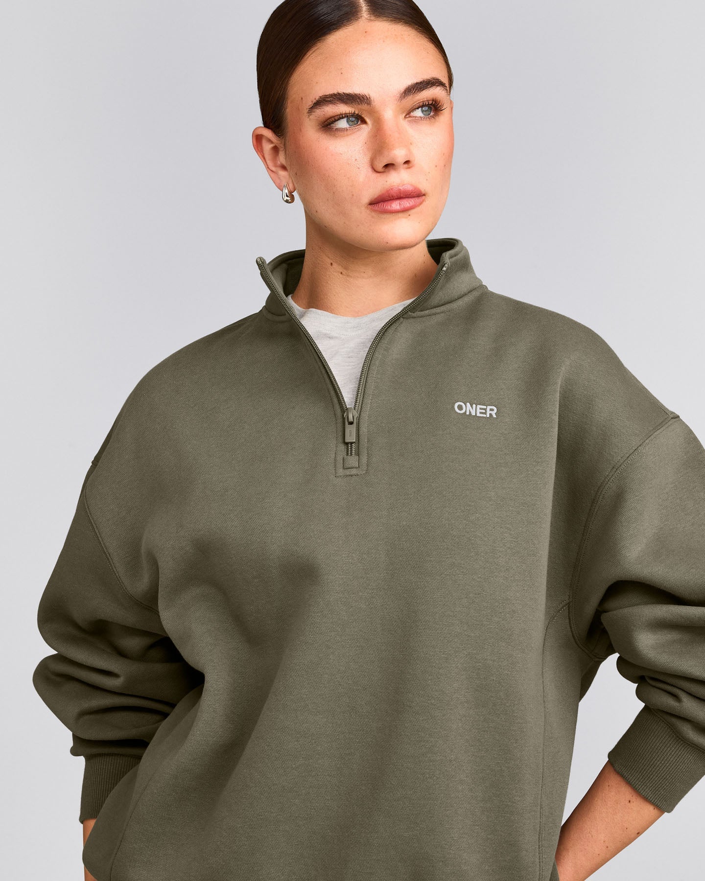 Foundations Cosy 1/4 Zip Sweatshirt | Alpine Green