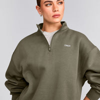 Foundations Cosy 1/4 Zip Sweatshirt | Alpine Green