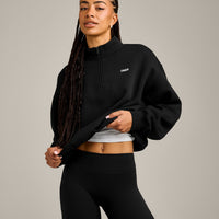 Foundations Cosy 1/4 Zip Sweatshirt | Black