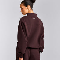 Foundations Cosy 1/4 Zip Sweatshirt | Plum Brown