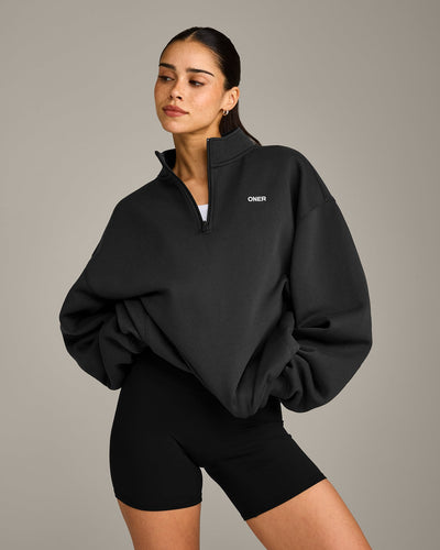 Foundations Cosy 1/4 Zip Sweatshirt | Soft Black