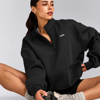 Foundations Cosy 1/4 Zip Sweatshirt | Soft Black