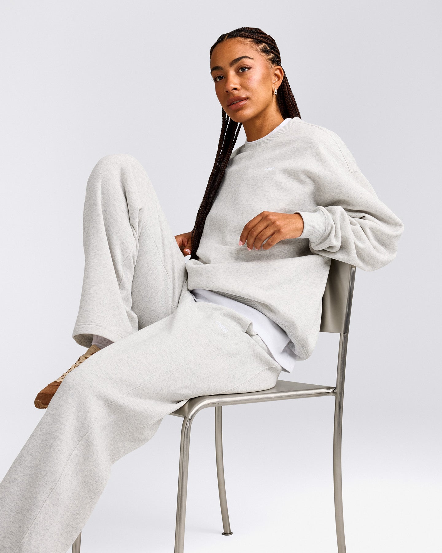 Foundations Cosy Crew Neck Sweatshirt | Light Grey Marl